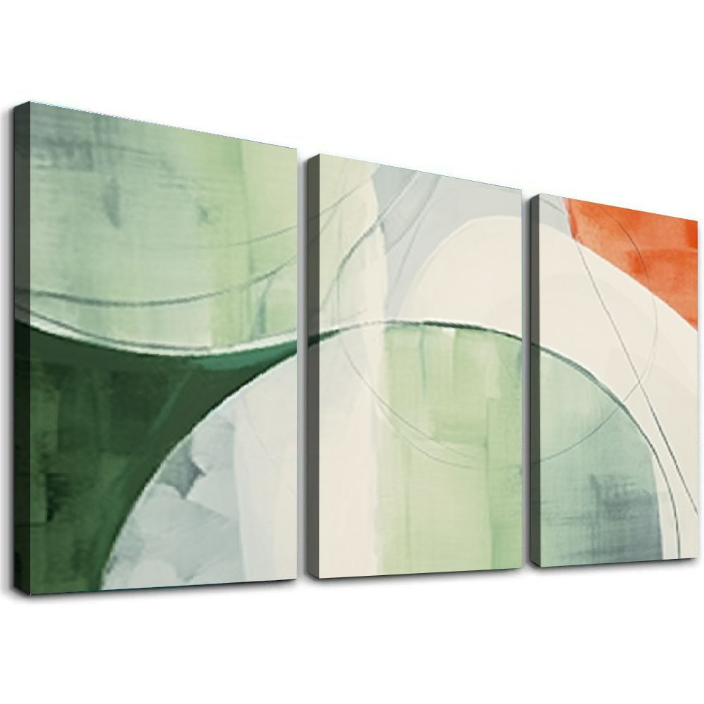 Shadudu Circles Lines Abstract Brush Strokes Canvas Wall Art Set of 3