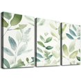 thumbnail image 1 of Shadudu Floral Pattern Green Leaf Design Canvas Wall Art Set of 3 - Living Room Home Office Decor Prints 12"x16"x3pcs, 1 of 6