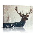 thumbnail image 1 of Shadudu Framed Canvas Home Artwork Decoration Black and with Antlers Animals Wildlife Block Print Abstract Elements Canvas Wall Art for Living Room Bedroom - 36x24in, 1 of 7