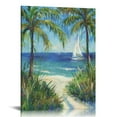 thumbnail image 1 of Shadudu Gallery Canvas Wall Art Paintings for Home Palm tree Pathway to the Sandy Beach Abstract Hanging Prints for Living Room Office Kitchen Decor - 20x16-inch 12x16 in, 1 of 5
