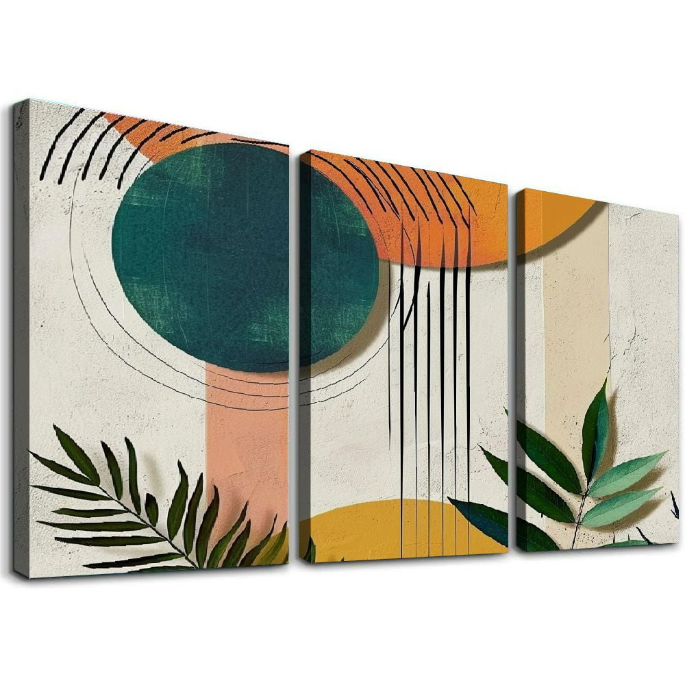 Shadudu Geometric Abstract Art Canvas Set of 3 Triptych | Modern Wall ...