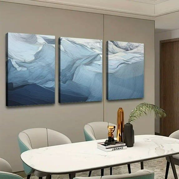 Shadudu Iceberg Snow Painting Canvas Prints Wall Art 3-Piece Set Large Size Unframed Decor for Bedroom Living Room Office Restaurant Hotel Lobby Waterproof Easy to Hang Elegant Home Decor 16x24x3pcs