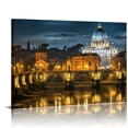 thumbnail image 1 of Shadudu Italy Rivers Bridges Night City - Rome Canvas Picture Printing Wall Art Decoration Aesthetic Living Room Bedroom Home Background Wall Decor 36x24in, 1 of 7