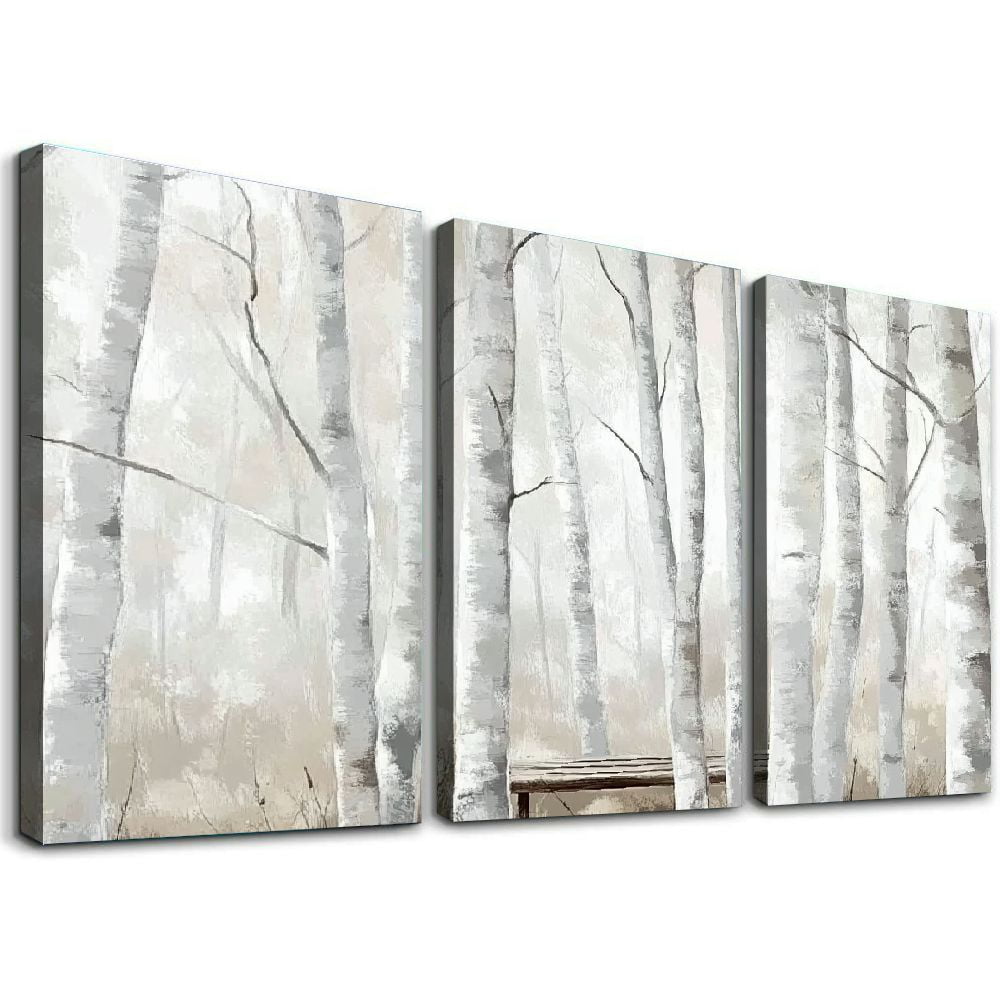 Shadudu Large White Birch Trees Picture Wall Art Landscape Forest Wall ...