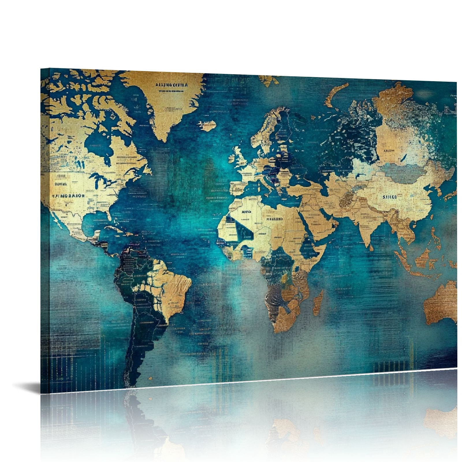 Shadudu Large World Map Canvas Prints Wall Art for Living Room World ...