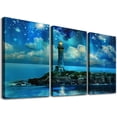 thumbnail image 1 of Shadudu Lighthouse Island Ocean Canvas Prints Triptych Set for Living Room Bedroom Home Office Wall Decor 12"x16"x3pcs, 1 of 6