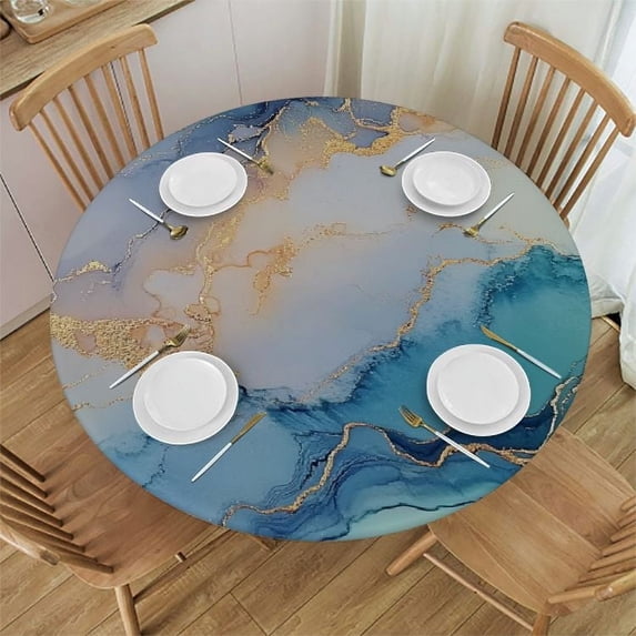 Shadudu Marble Pattern Round Tablecloth Great for Home Kitchen Parties Holiday Dinner 100% Polyester Fiber 31"-35