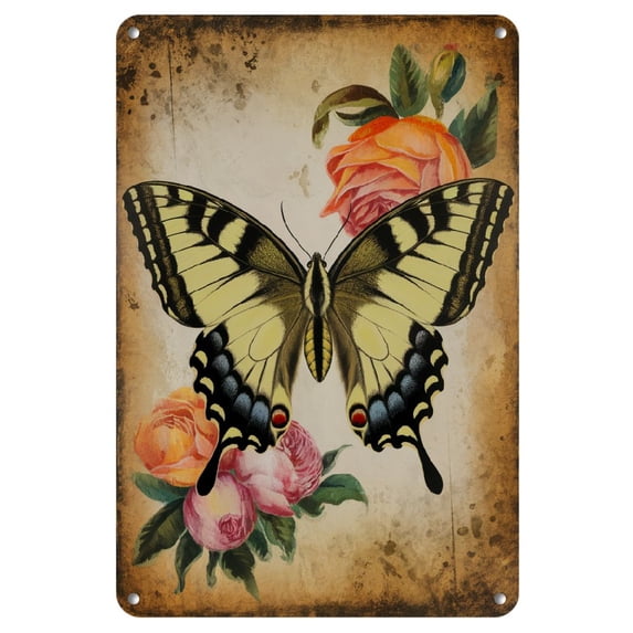 Shadudu Metal Tin Signs - Vintage Decorative Wall Paintings for Home - Butterfly Theme - Eco-Friendly Tinplate - 8x12 Inch 1pcs