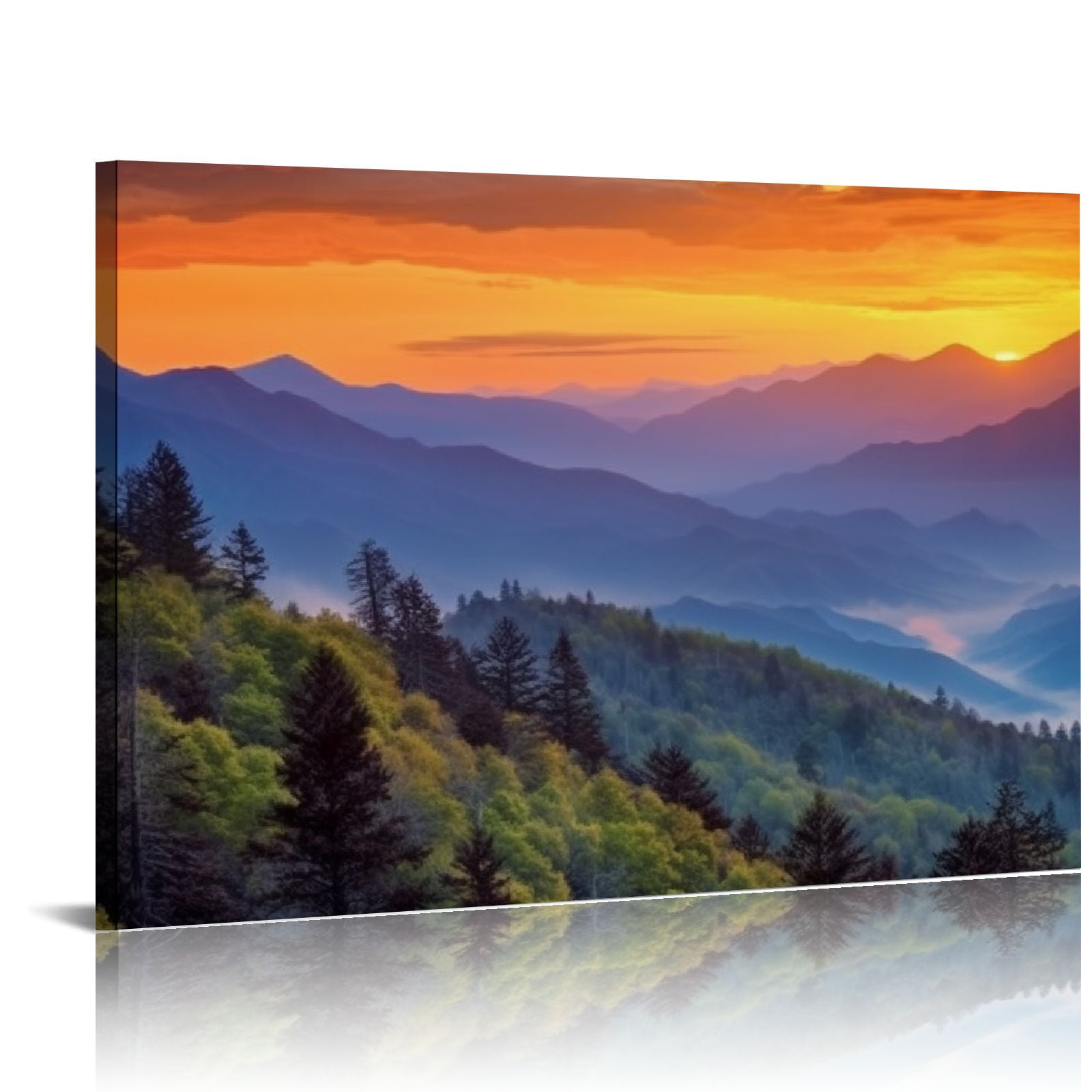 Shadudu Nature Wall Decor Sunrise Forest Wall Art Mountain Landscape ...