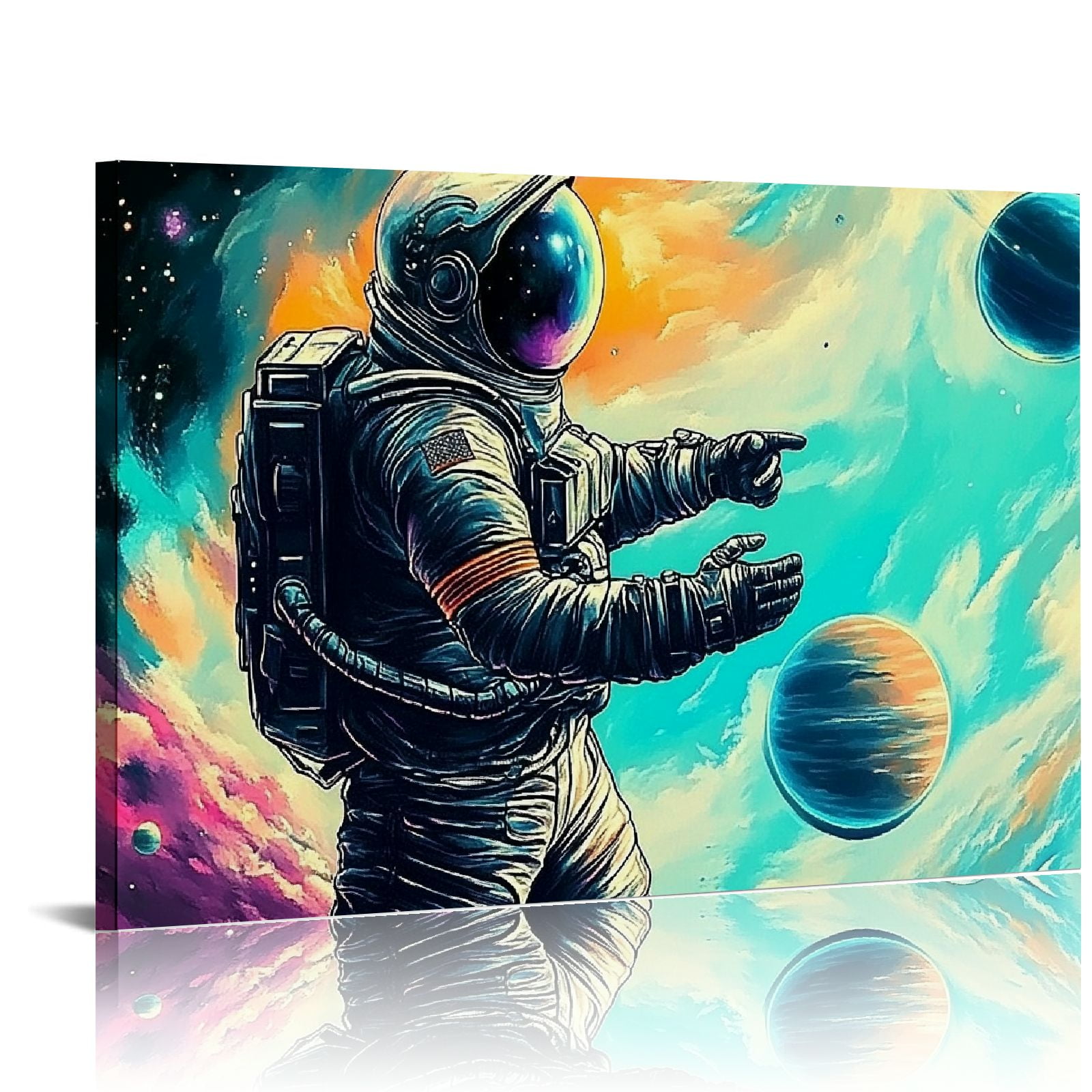 Shadudu Planet Astronaut Canvas Wall Art Galaxy Universe Space Themed ...