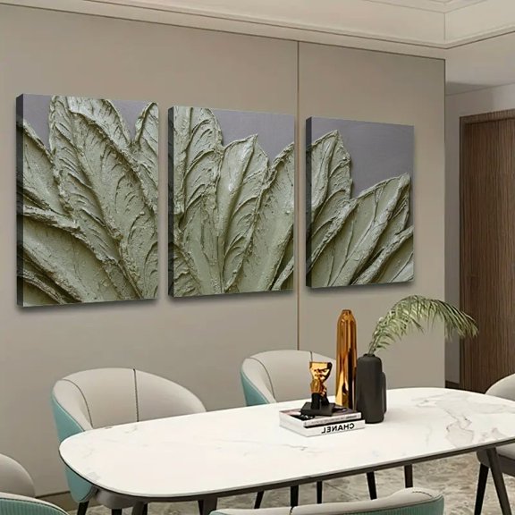 Shadudu Relief Impasto Style Artwork of Clus_5 Wall Decor for Bedroom, Fashion Kitchen and Bathroom, Framed, Ready to Hang, Home Art Decor 16x24in 3pc with Frame Inside 16x24x3pcs