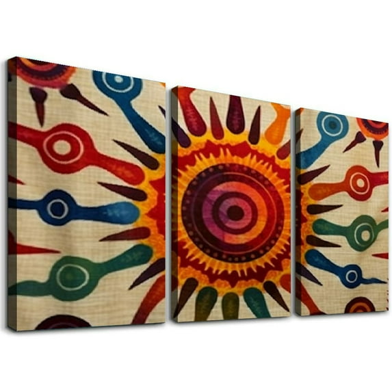Shadudu Sun Shapes Colors Canvas Print Triptych for Living Room Bedroom Office Wall Decor (12x16 inches, Set of 3) 12"x16"x3pcs