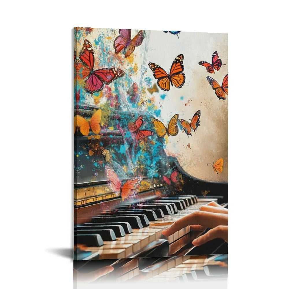 Shadudu Vintage Music Canvas Wall Art Piano Painting Picture Print on ...