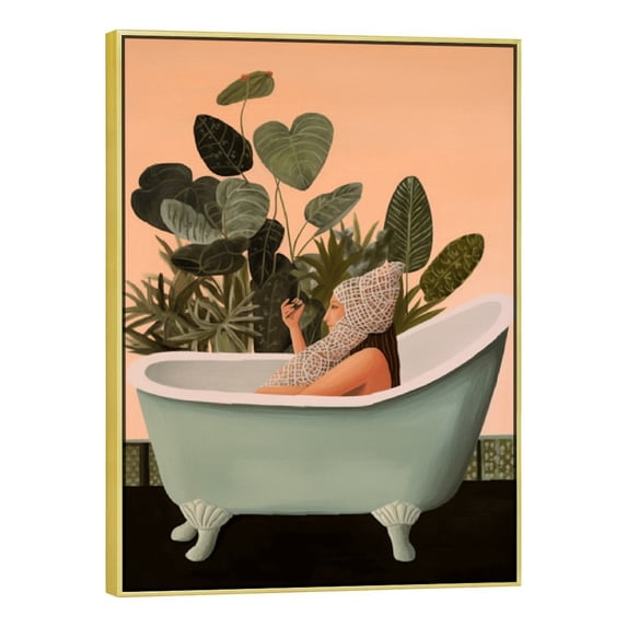 Shadudu Wall Decor with Golden Border, Modern Framed Canvas Art for Living Room Bedroom Home Office, Ready to Hang, 12x16in / 16x20in