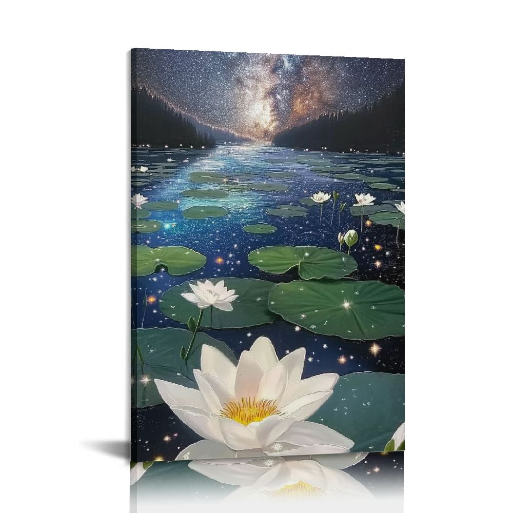 Shadudu Zen Canvas Wall Art White Lotus Flower Zen Wall Art White Lotus ...