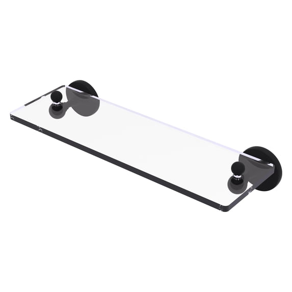 Shadwell Collection Glass Vanity Shelf with Beveled Edges - Matte Black / 16 Inch