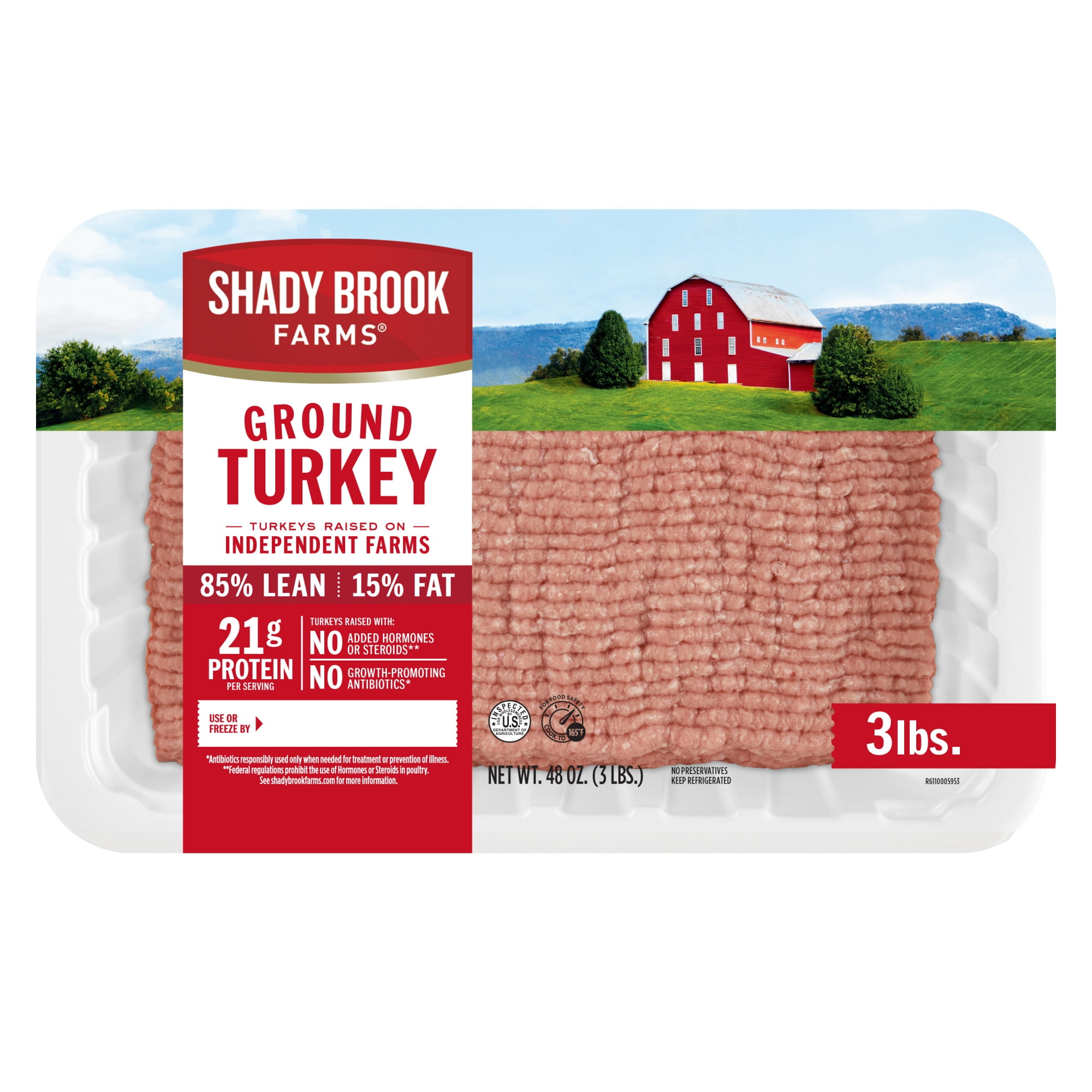 Shady Brook Farms® 85% Lean / 15% Fat Ground Turkey Tray, Fresh, 3