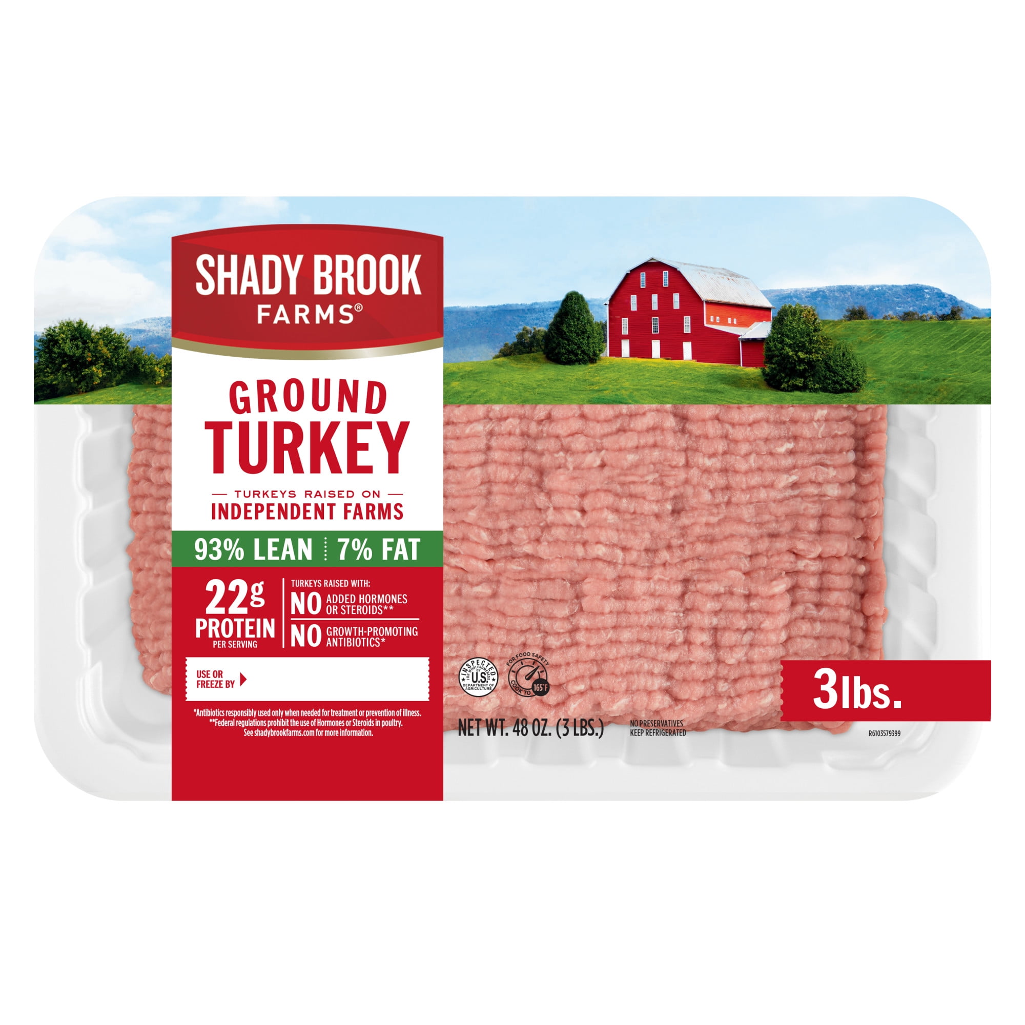 Shady Brook Farms® 93% Lean / 7% Fat Ground Turkey Tray, Fresh, 3