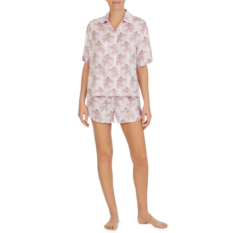 Shady Lady Women's Short Sleeve Button Down and Boxer Pajama Set