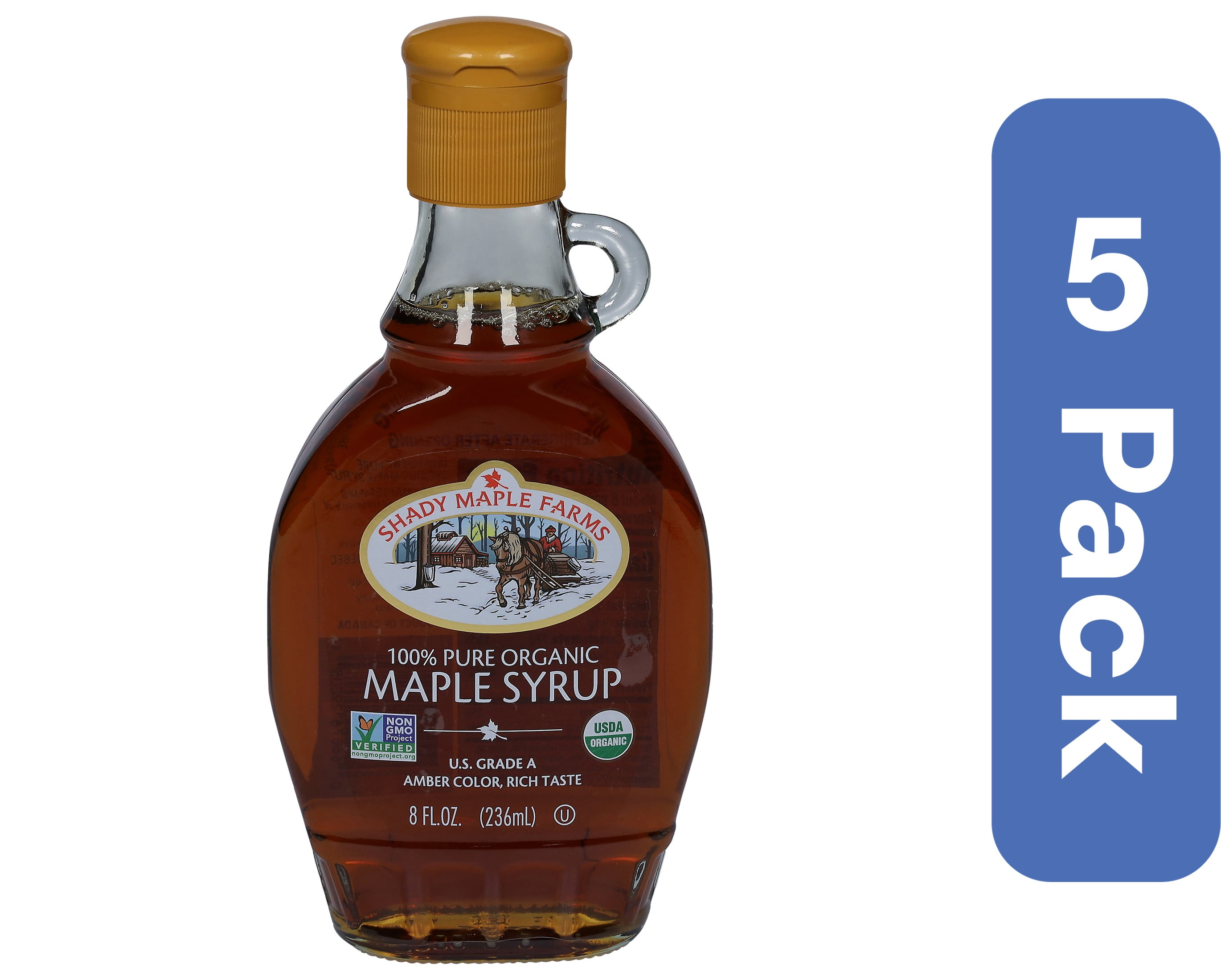 Shady Maple Farm Organic Amber Syrup with Rich Taste 8 oz (Pack of 5)