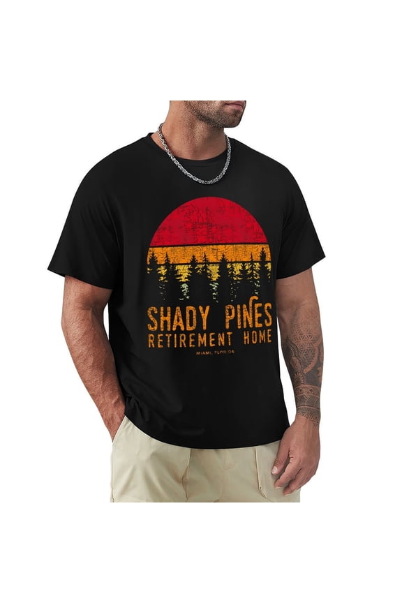 Shady Pines Men's HD Print Classic Short Sleeve T-Shirts Black Large