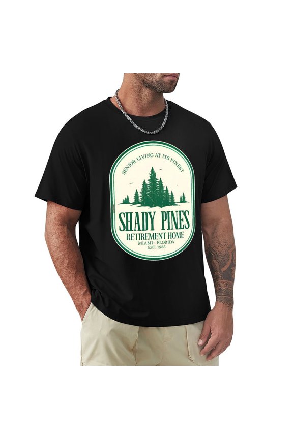 Shady Pines Men's HD Print Classic Short Sleeve T-Shirts Black Medium