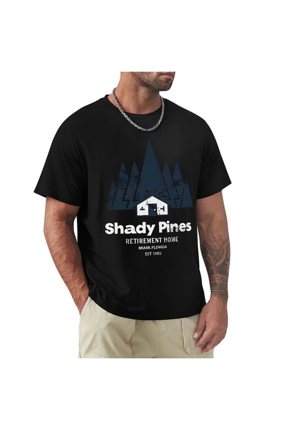Shady Pines Men's HD Print Classic Short Sleeve T-Shirts Black Small