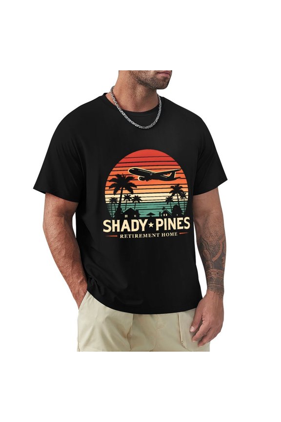 Shady Pines Men's HD Print Classic Short Sleeve T-Shirts Black Small