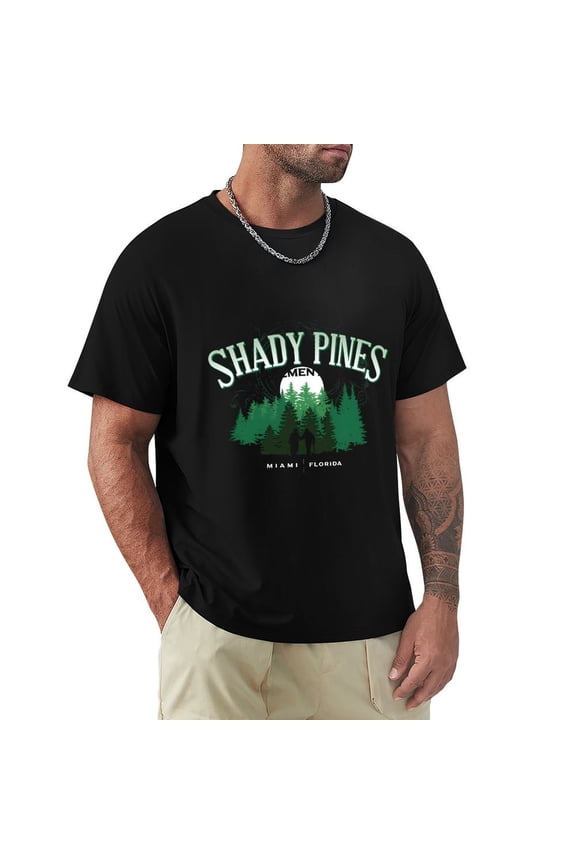 Shady Pines Men's HD Print Classic Short Sleeve T-Shirts Black Small