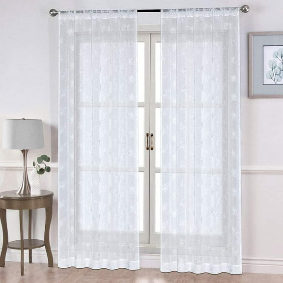Shady Rest Claire 52" x 63" Classic Embroidery Grommet Header Semisheer Panel White Multiple Sizes