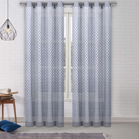 Shady Rest Lindon Window Treatment Sheer Jacquard 2/Way Rod Pocket Panel 52x84" Charcoal Multiple Sizes