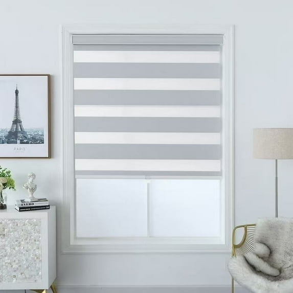 Polyester Premium Blackout Zebra Shade Pewter Grey 31"X60" Multiple Sizes