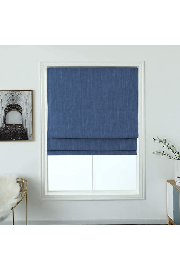 Polyester Seneca Roman Shade 23" x 64" Denim Blue Multiple Sizes