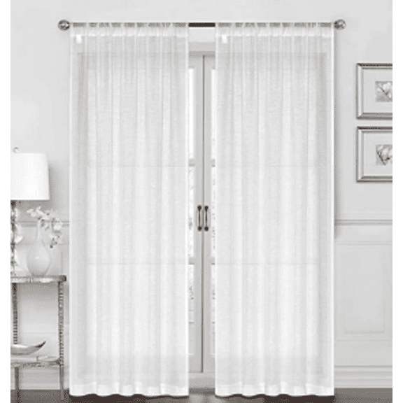 Shady Rest Shoreline 52" x 45" Jacquard Slub Textured Grommet Semi Sheer Panel Pair- White Multiple Sizes