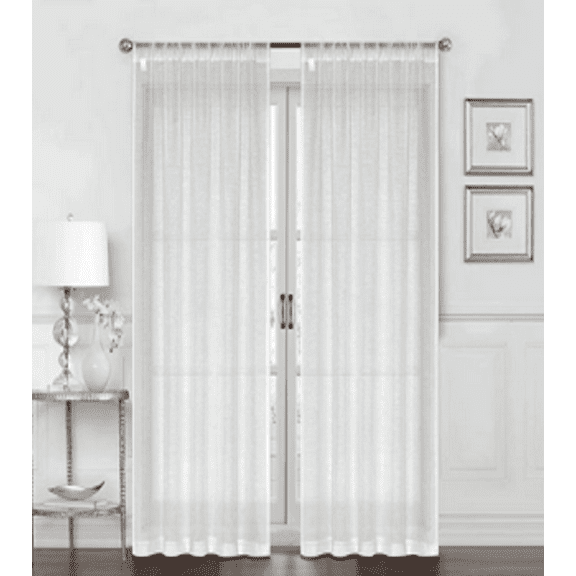 Shady Rest Shoreline 52" x 84" Jacquard Slub Textured Decorative Rod Pocket With Inter Standard Rod Pocket Semisheer Panel- Ivory Multiple Sizes
