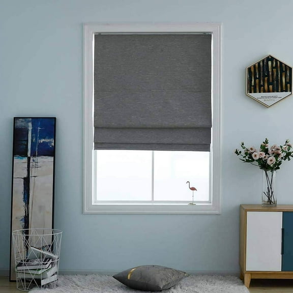 Everyday Celebration Washable Cordless Roman Shades,Double Tone Color Jacquard Textured Woven 31x64" Ash Grey Multiple Sizes