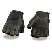 Shaf International SH850 Men's Black Leather Gel Padded Palm Fingerless Motorcycle Hand Gloves W/ Soft ‘Genuine USA Deerskin’ 4X-Large