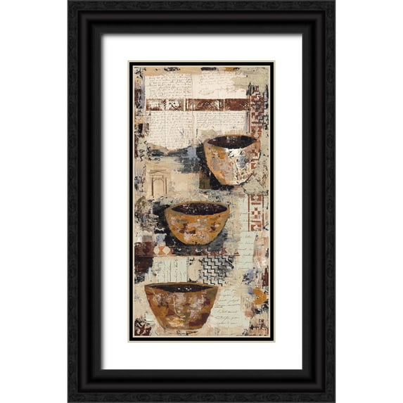 Shaffer Johnson, Sandee 11x18 Black Ornate Wood Framed with Double Matting Museum Art Print Titled - Old Pots I