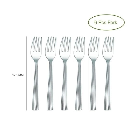 Shaffield Stainless Steel Dinner Fork Set, 6 Pieces, Silver