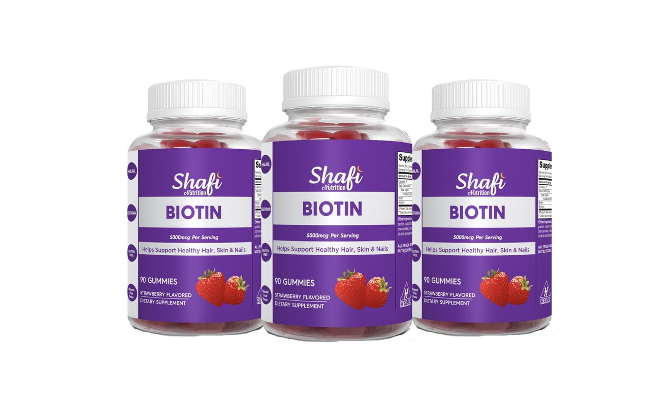 Shafi Nutrition Certified Halal Biotin 90 Gummies Vegetarian, Gluten