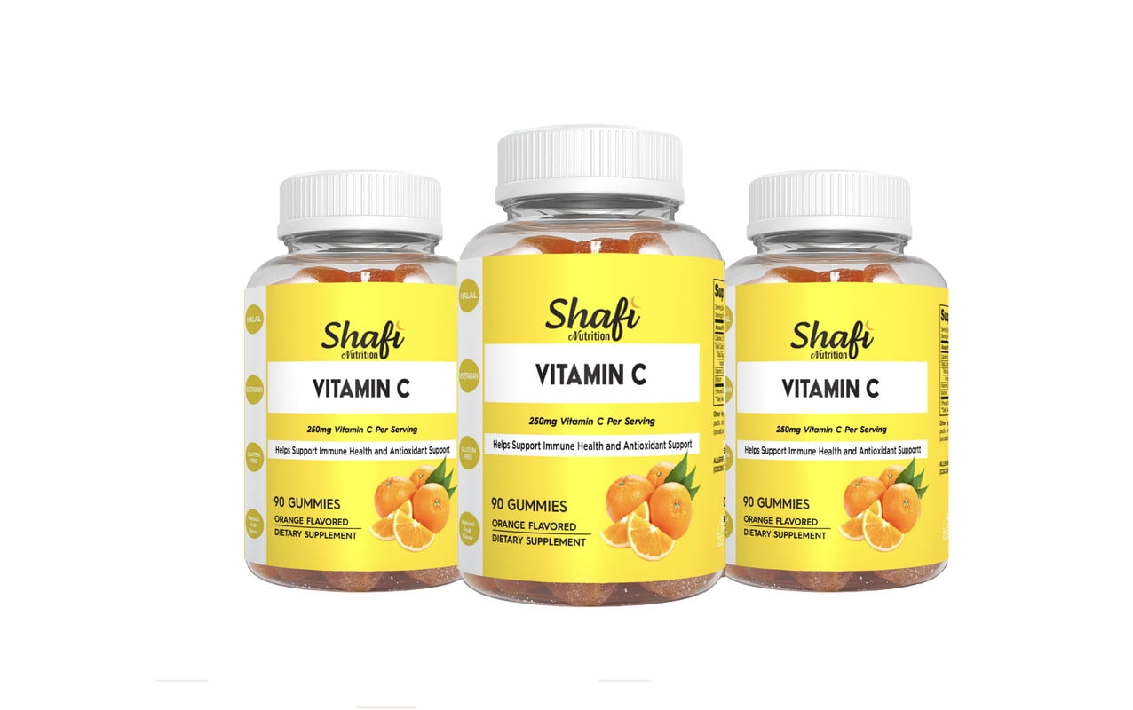 Shafi Nutrition Certified Halal Vitamin C 90 Gummies Vegetarian, Gluten