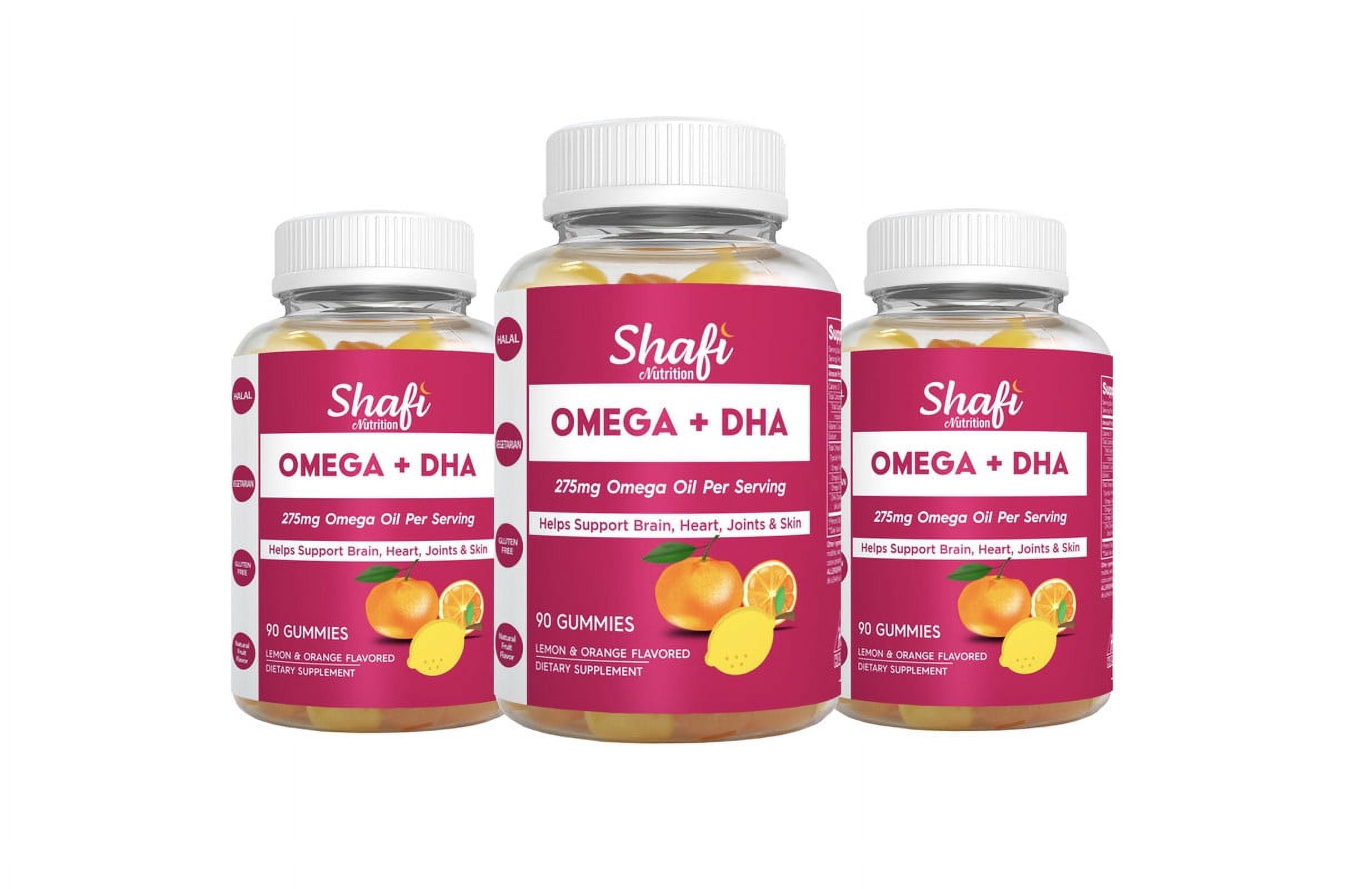 Shafi Nutrition Omega + Dha Certified Halal, Vegetarian, Gluten Free, Helps Support Brain, Heart