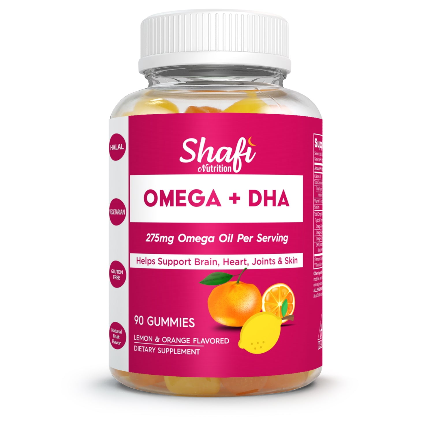 Shafi Nutrition Omega + Dha Certified Halal, Vegetarian, Gluten Free, Helps Support Brain, Heart