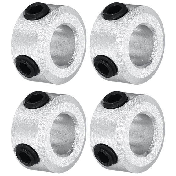 Shaft Collar 0.24 Inch Bore Aluminum Set Screw Style Clamping Collars Silver 4 Pcs