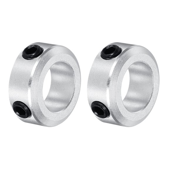 Shaft Collar 0.47 Inch Bore Aluminum Set Screw Style Clamping Collars Silver 2 Pcs