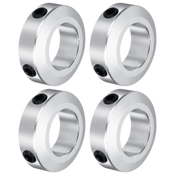 Shaft Collar 0.71 Inch Bore Aluminum Set Screw Style Clamping Collars Silver 4 Pcs