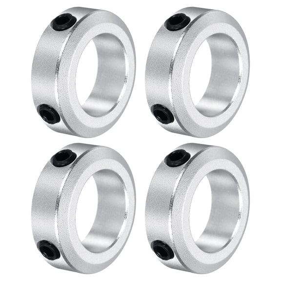 Shaft Collar 0.79 Inch Bore Aluminum Set Screw Style Clamping Collars Silver 4 Pcs