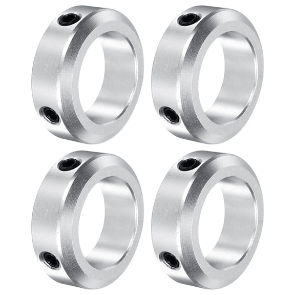 Shaft Collar 0.98 Inch Bore Aluminum Set Screw Style Clamping Collars Silver 4 Pcs