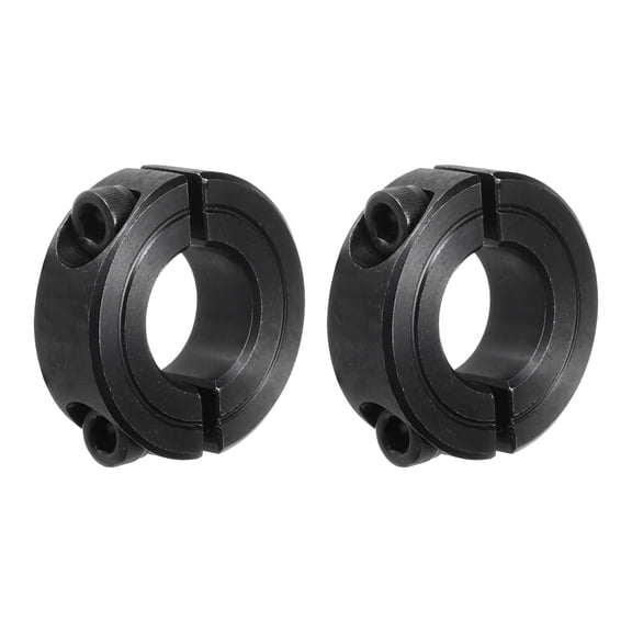 Uxcell Shaft Collar 5/8" Bore Double Split Carbon Steel Clamping Collar Shaft Collars with Set Screw Black 2 Pack