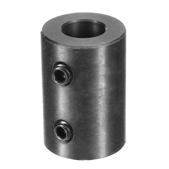 Shaft Coupling 1/2" Bore, 1" OD, 1-1/2" Length, Black Oxide Plated Steel Rigid Coupling, (2 Set Screws)